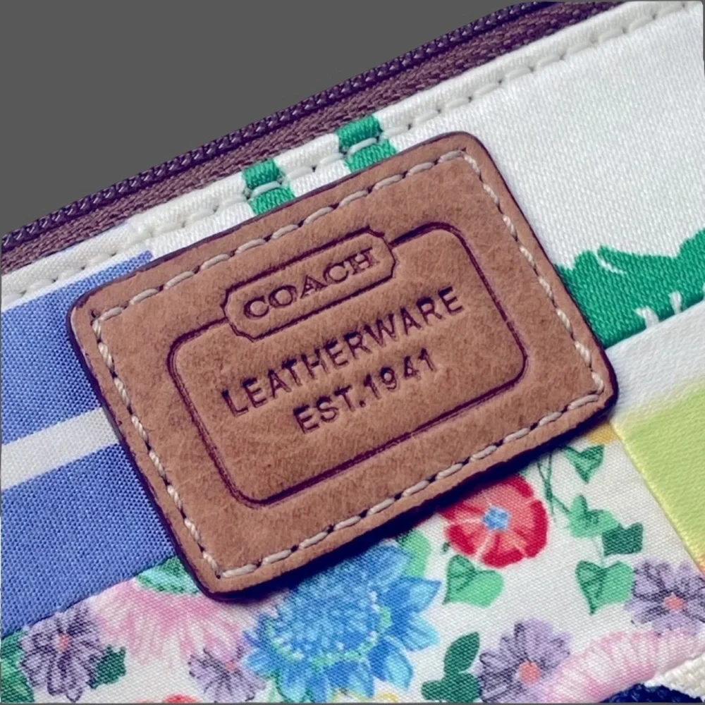 Coach Poppy Multicolor Patchwork Keychain Wallet - Picture 2 of 6